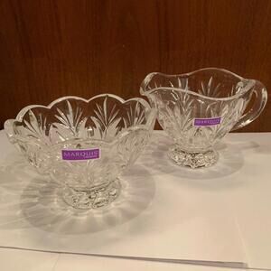 🎁New Marquis By Waterford Crystal Canterbury Sugar & Creamer Matching Set